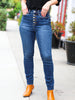 Stand Out Dark Denim High Rise Skinny Fit Button Fly Jeans