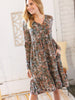 Olive Floral Print Button Down Babydoll Dress