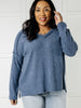 Basically Freezing Brushed Hacci Top in Dusty Blue