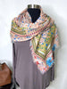 Sarong/Oversized Scarf Pink-Blue Daisy