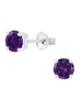 Amethyst CZ Round Studs Earrings in Sterling Silver
