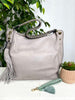 Amber Three Compartment Tassel Hobo Bag in Grey